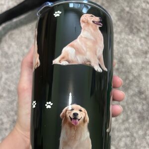 Golden Retriever Dog Travel Tumbler - Black